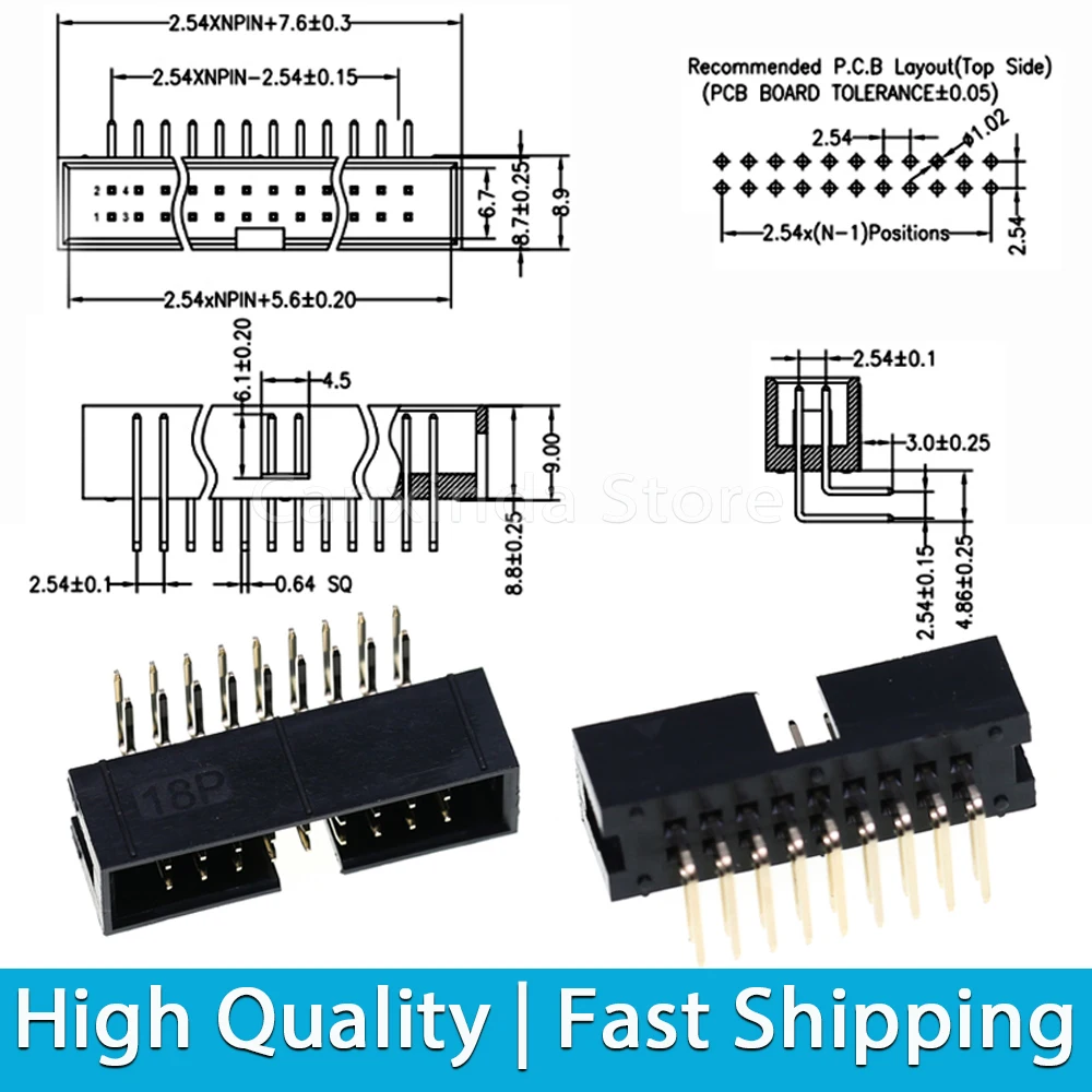 5 قطعة 2.54 مللي متر الملعب الزاوية اليمنى DC3 IDC صندوق رأس 6 8 10 14 16 20 26 30 34 40 50 64 دبوس صف مزدوج ذكر موصل مقبس #1