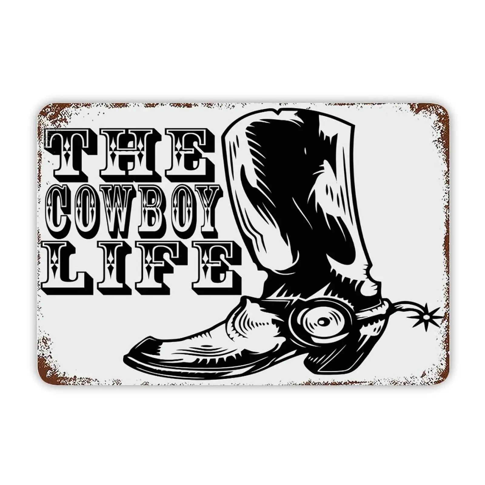 Inspirational Quotes Decor Metal Sign The Cowboy Life Tin Signs Contemporary Unique Drinking Sign Bathroom Wall Plaque with Pre 