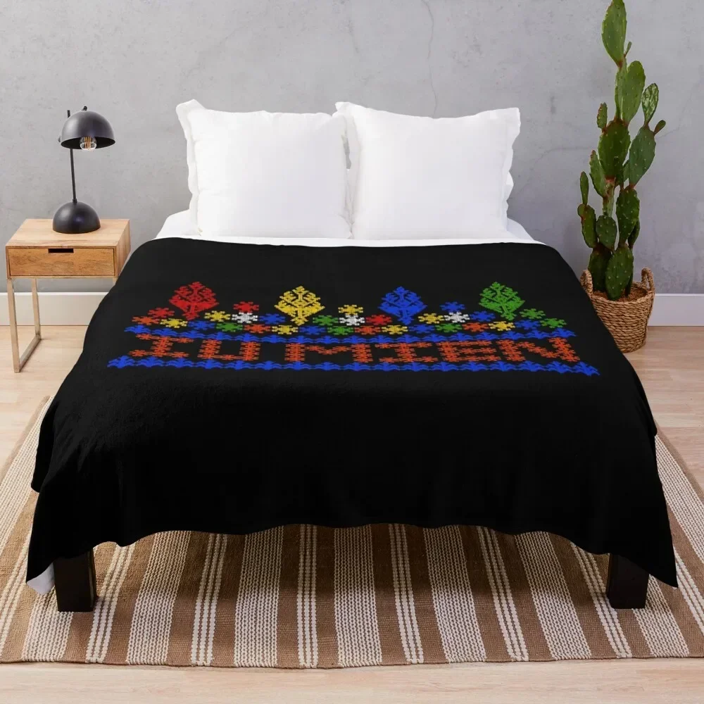 Iu Mien Embroidery Throw Blanket Vintage Decoratives Blankets