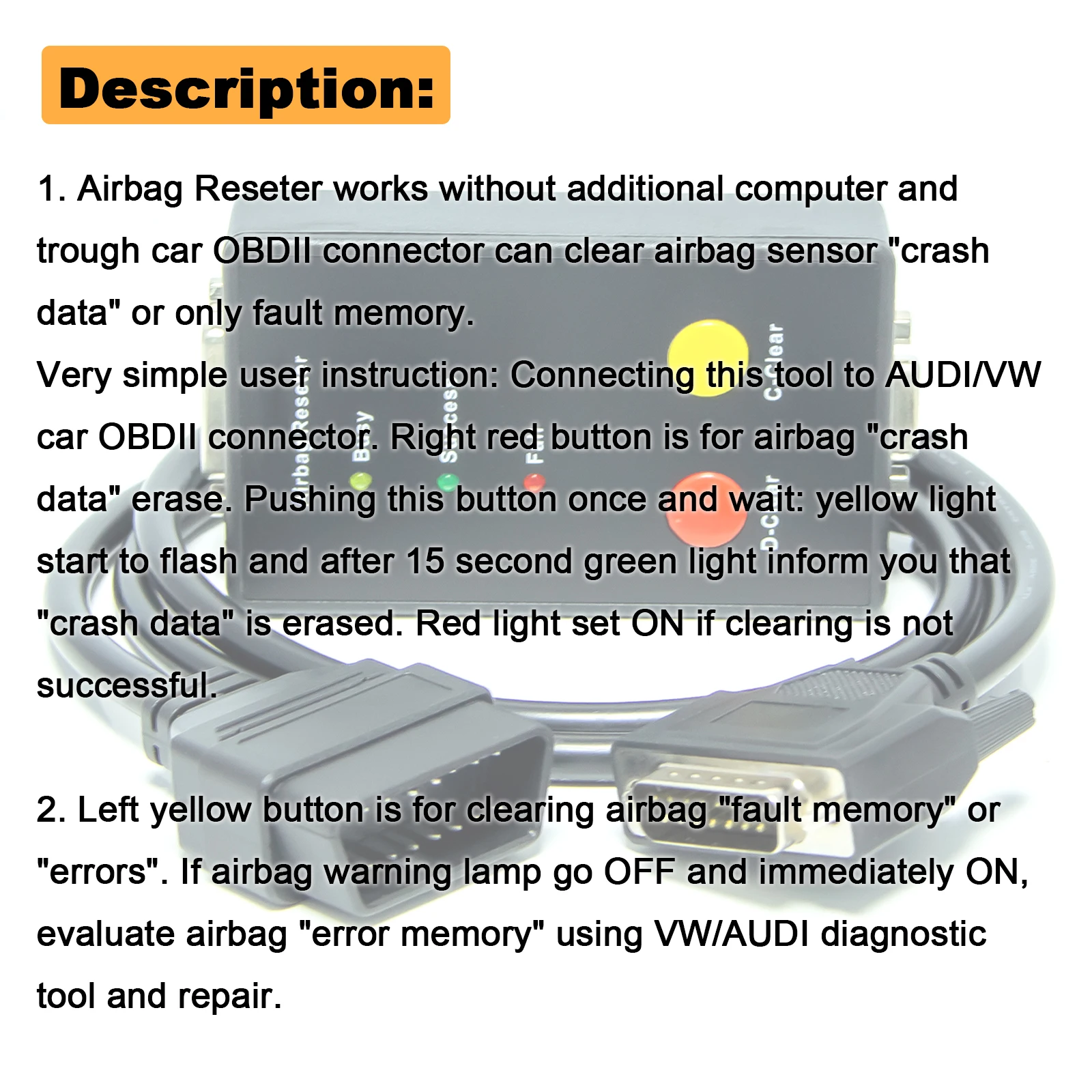 Airbag Crash Data Reset Tool For VAG Automotive Airbag Fault Code Scan Tool Airbag Sensor Collision Data Reset Tool For VW/Au-di