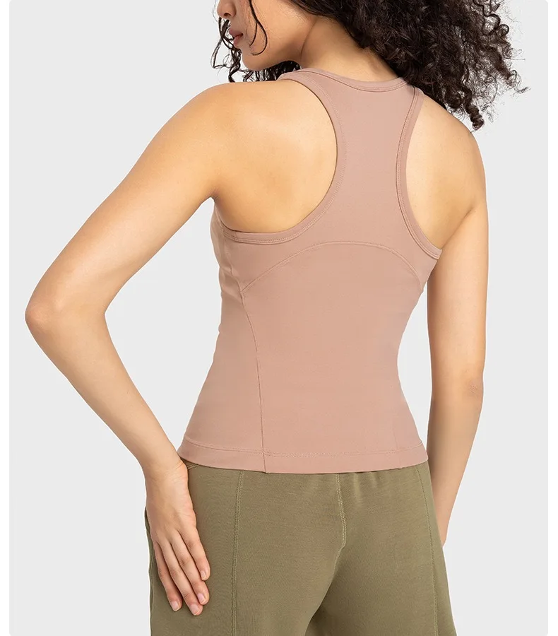 2024 Women\'s Waist-Length Racerback Tank Top Buttery-soft Four-way Stretch Tight Fit Yoga Shirts Summer Breathable Sports Vest