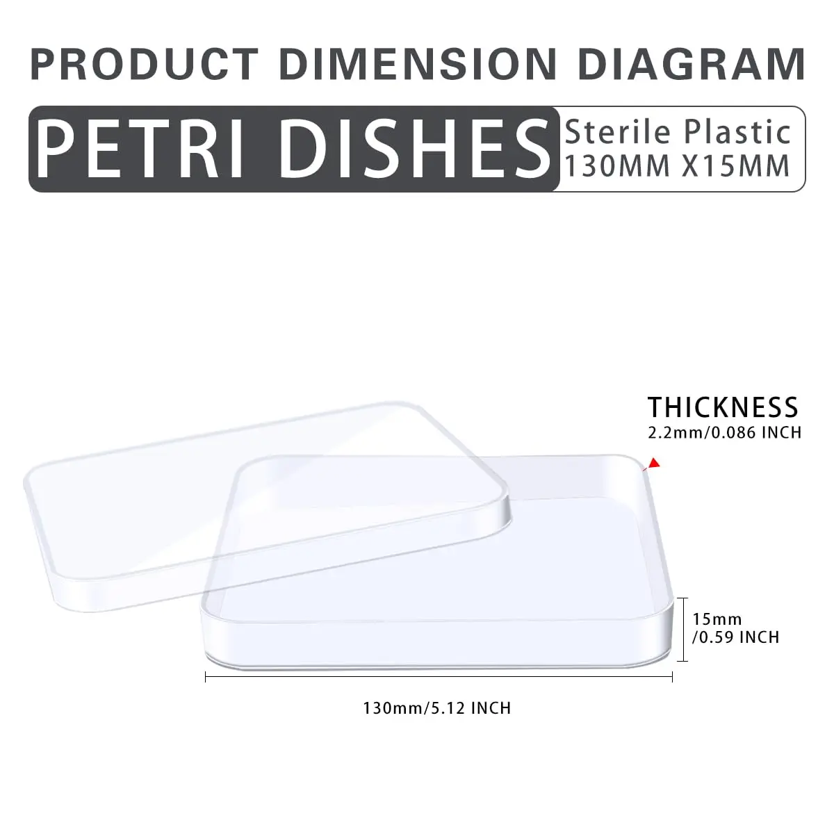 Одноразовые пластиковые квадратные чашки Петри размером 13 см x 13 см, тарелка для культуры для лабораторного анализа, 10 шт.