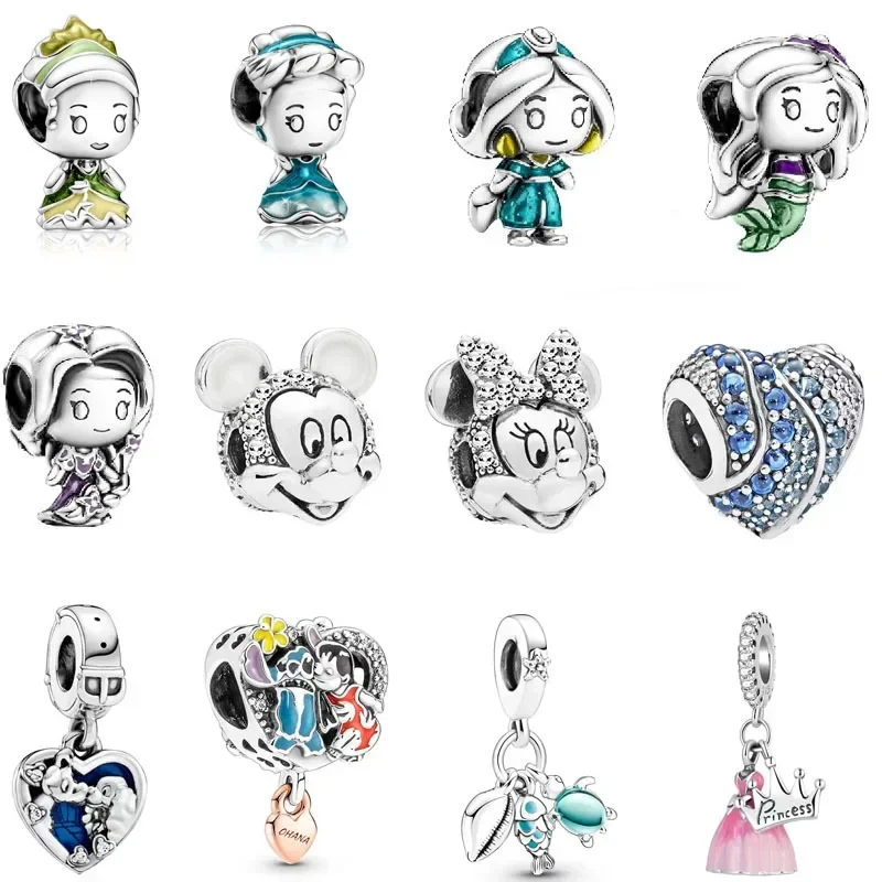 Disney Frauen Schmuck Geschenk 925 Sterling Silber Fit Armband Original Cartoon Winnie the Pooh Stitch Charm Anhänger Fernbedienung