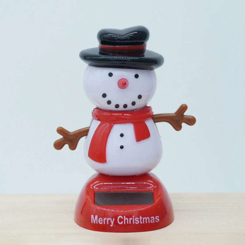 Christmas Solar Powered Car Interior Decoration Cute Cartoon Animal Bobblehead Doll Dashboard Ornament Creative Auto Gift