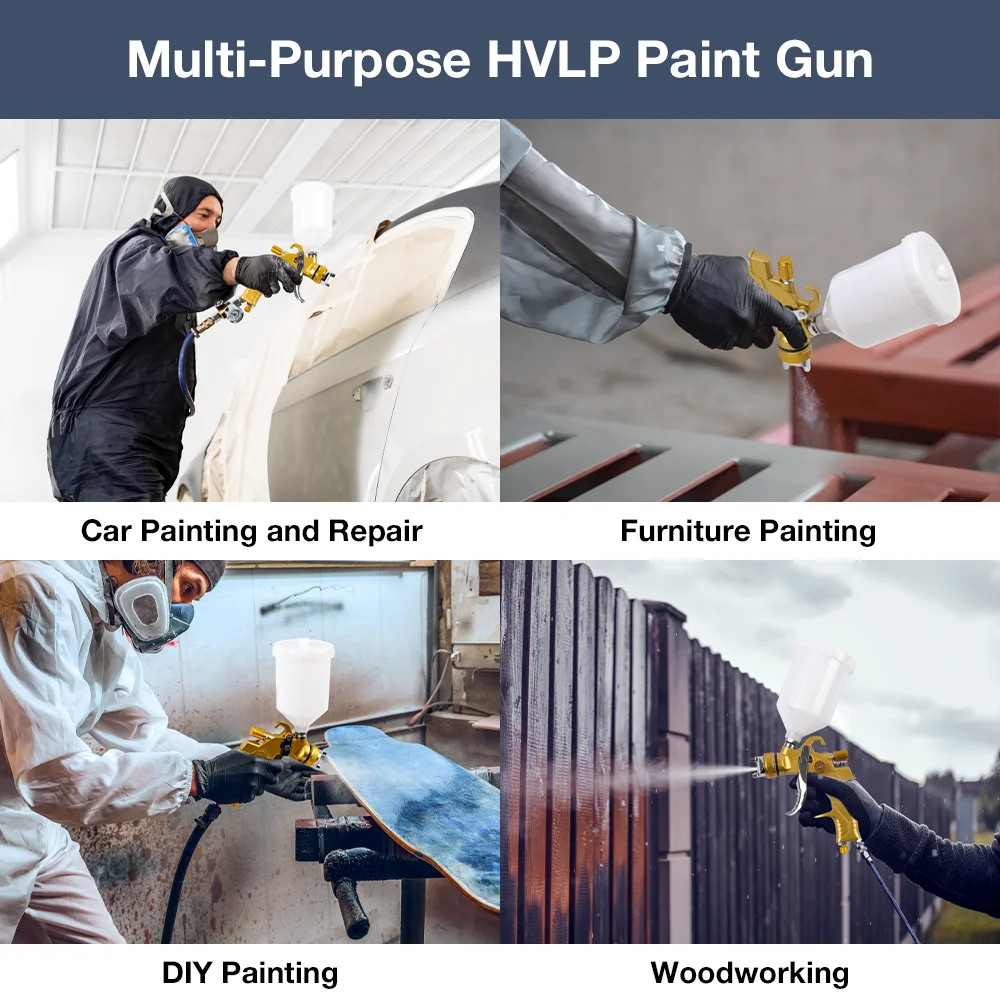 Профессиональный HVLP -распылительный пистолет, 1,3 мм/1,5 мм/1,8 мм сону, 600 мл больших возможностей, инструменты для ремонта автомобильной/мебельной краски, домашняя пневматическая краска для краски пистолет