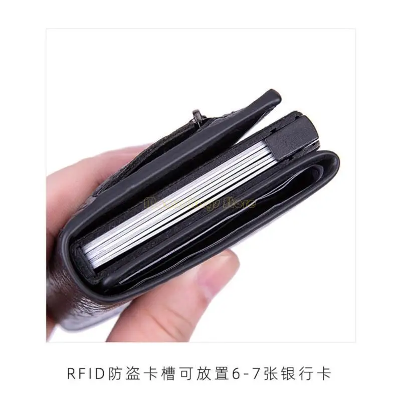 X90D PU RFID Blocking Money Wallet Automatic Pop-up Credit Card Holder for Men