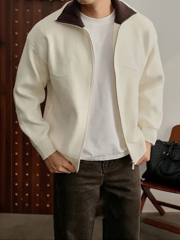 

Comfortable Zipper Ne Knitted Sweater Casual Sle M Top Quali Lightweight Autumn Winter Faion Streetwear