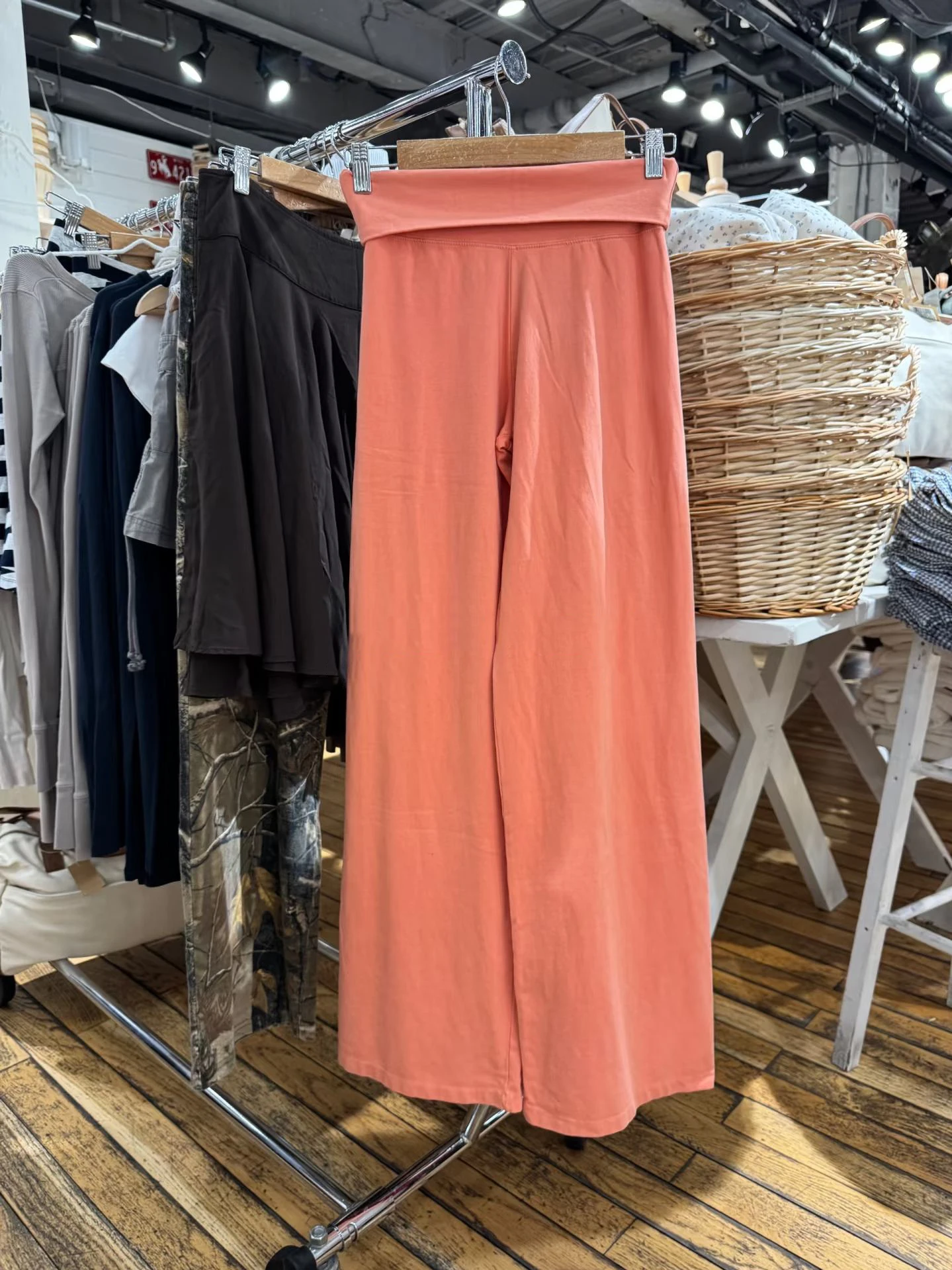 New Orange Foldover Straight Pants Women Summer Low Waist Cotton Sport Trousers Casual Sweet Girl Preppy Style Beach Yoga Pants