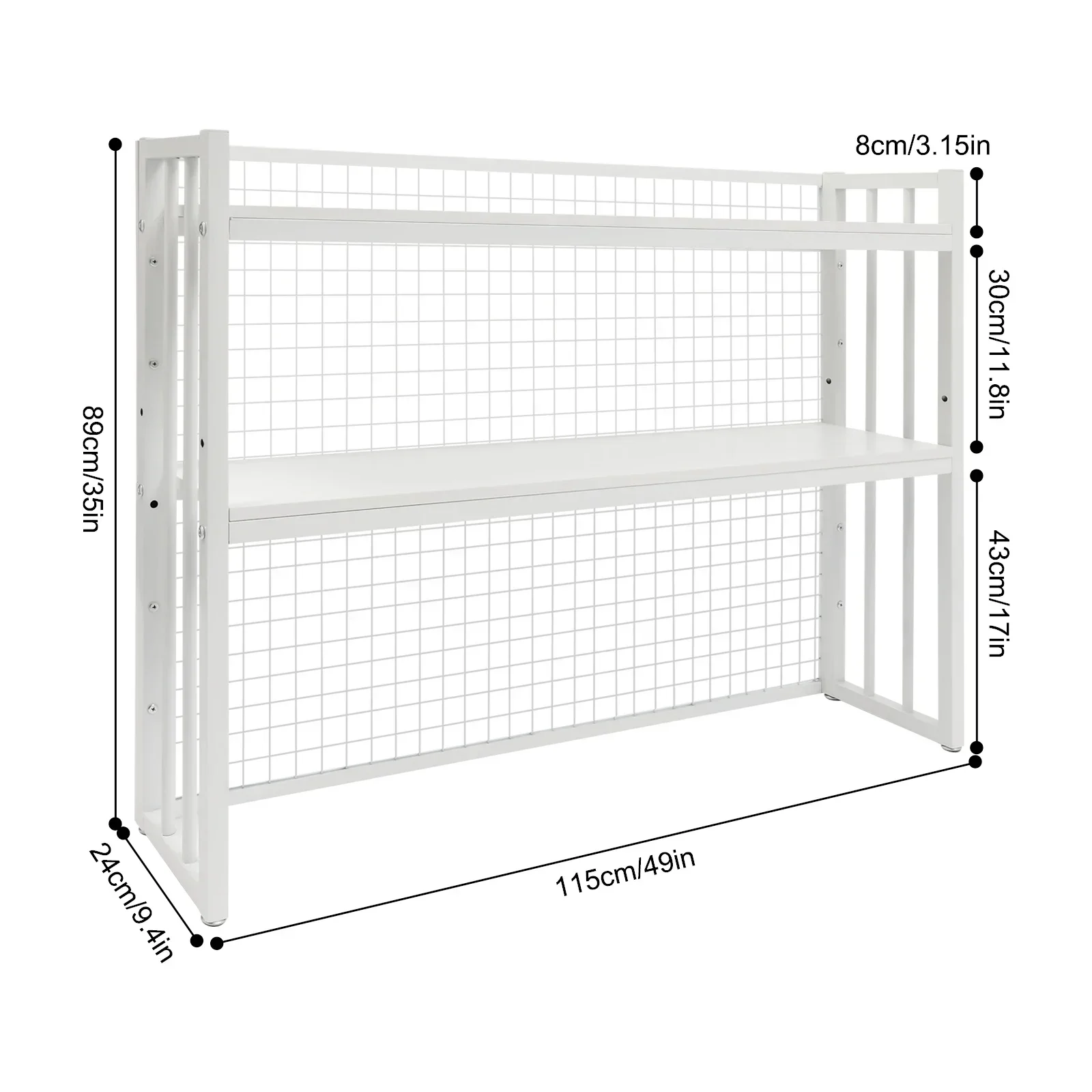 رف كتب خشبي مع شبكة معدنية، خزانة كتب لسطح المكتب مع رف منظم لسطح الطاولة بارتفاع قابل للتعديل - أبيض #3