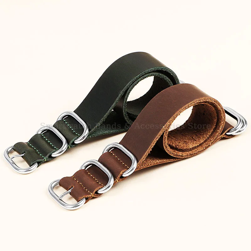 18mm 20mm 22mm 24mm Vintage Cowhide Watch Strap for Rolex for Seiko for Tudor Soft Leather Watch Band Metal Elliptical Buckle