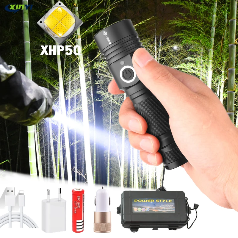 

Powerful Led Flashlight XHP50 flashlight USB charging Zoom led torch lanter 1*18650 battery For Camping cycling Lamp