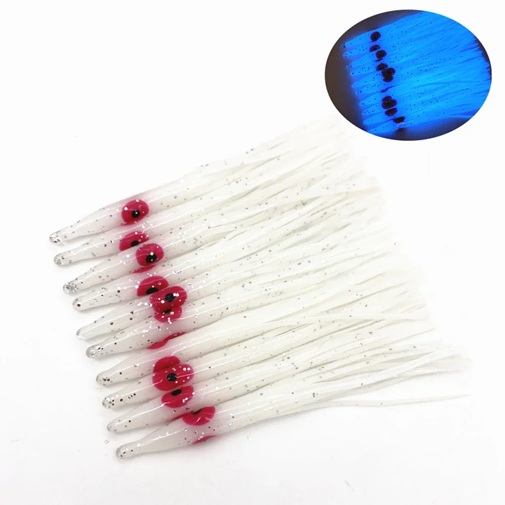 Brand New Squid Soft Bait Luminous White/Pink 10 Pcs/Set 40g 80mm Accessories Parts Rubber Swing Lure For Octopus