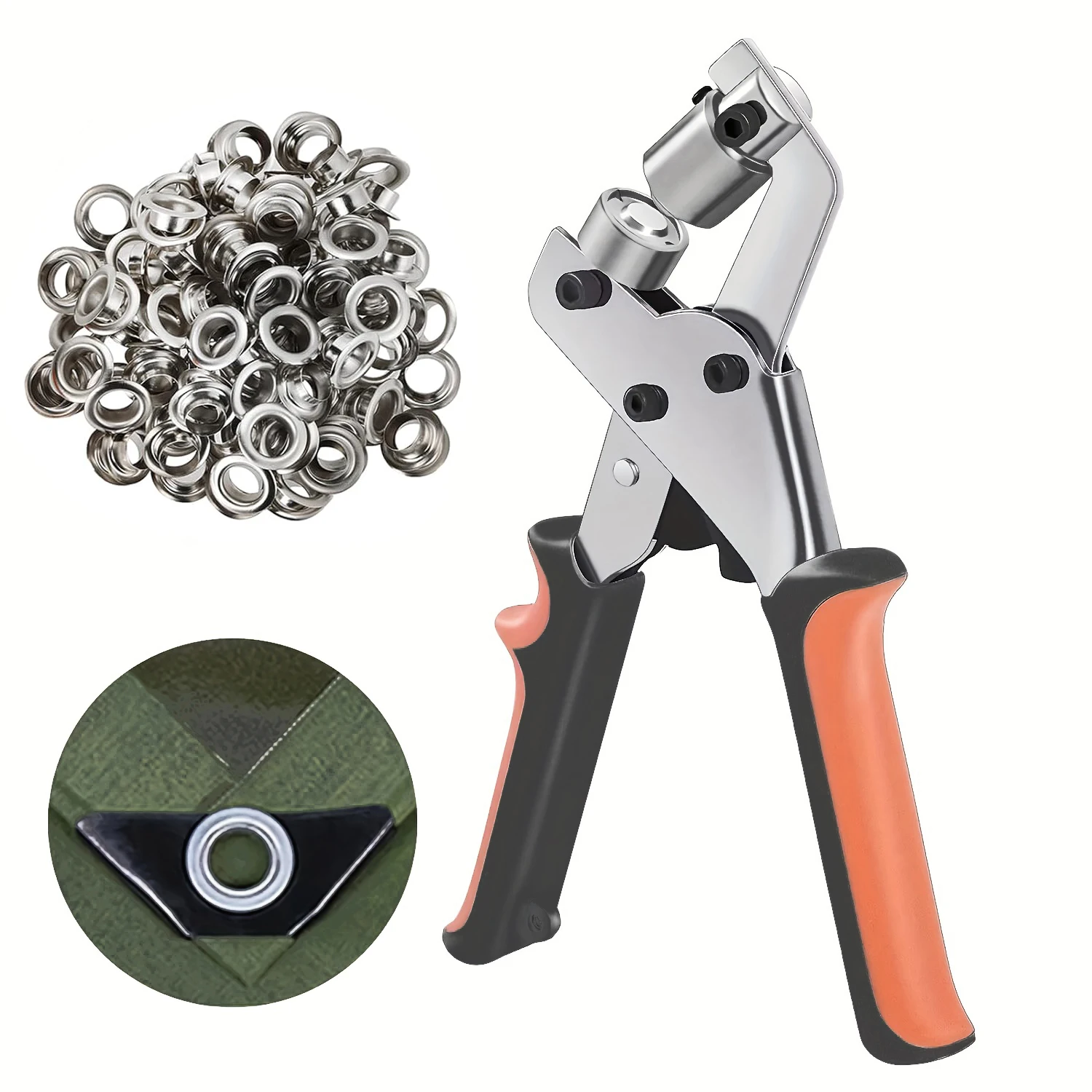 

Handheld Grommet Tool Kit Portable 10mm Silver Grommets Hole Punch Pliers Manual Press Machine for DIY Crafts And Home Repair
