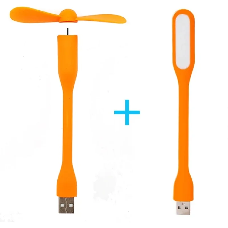 Portable Mini Fan and USB LED Light Lamp Portable Creative USB Fan Flexible  For Power Bank & Notebook & Computer Summer Gadget