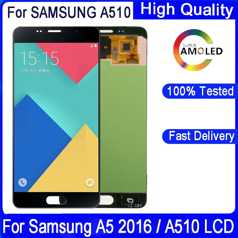 5.2'' Super AMOLED For SAMSUNG A5 2016 A510 A510F A510M SM-A510F LCD Display Touch Screen Digitizer Assembly For SAMSUNG A510F