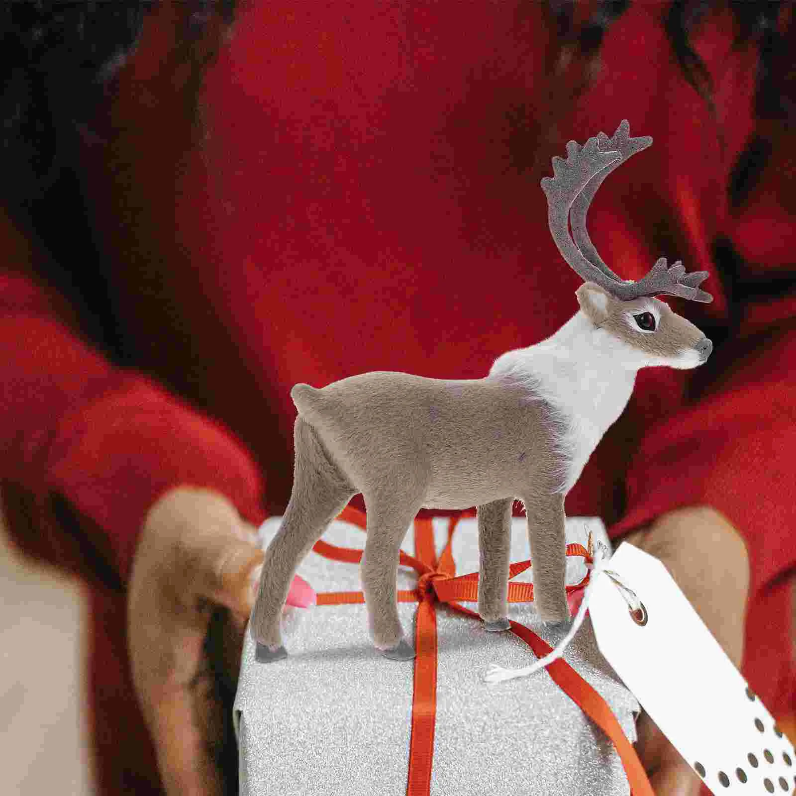 

Simulation Elk Decoration Xmas Ornament Home Deer Window Party Supply Plastic Faux Fur Imitation Animal Model Realistic