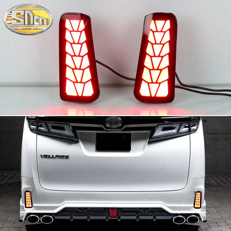 

3-in-1 Functions 12V LED Bumper Light Reflector Rear Running Lamp + Brake + Turn Signal For Toyota Vellfire AGH30 ANH30 15-21