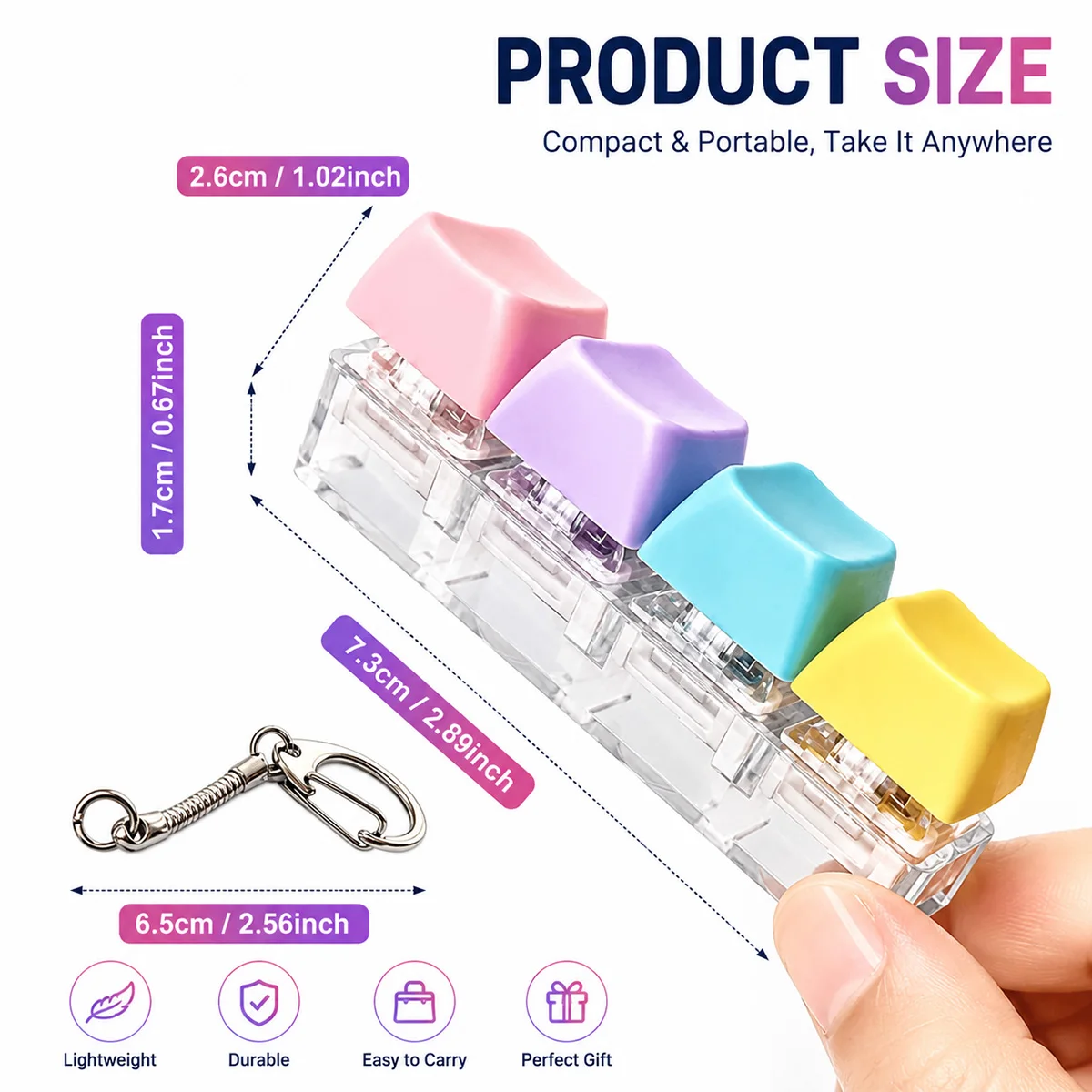 NEW Keyboard Keychain Fidget Toy, Crystal Clicker Sensory Toy for Stress Relief, Value Pack Goodie Bag Stuffers for Adults Kids