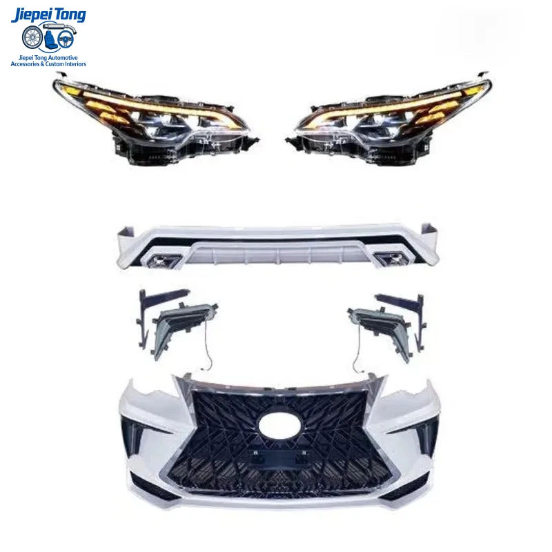 

Комплект обвесов для Toyota Fortuner 2016-2020 в стиле Lexus LX: бампер, решетка радиатора, полный комплект для рестайлинга