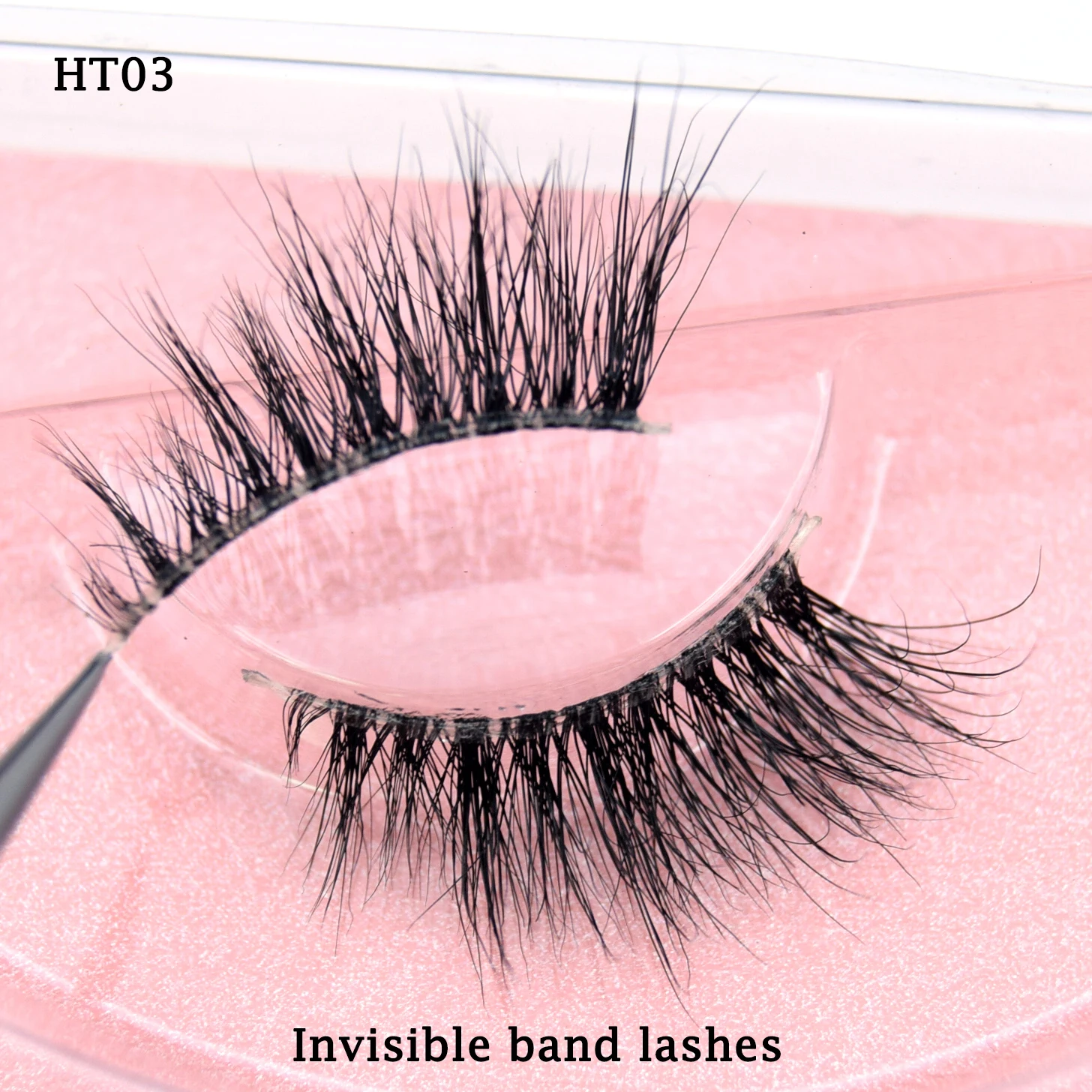 Visofree Half Lashes Invisible band Mink Eyelashes Natural Wispy Transparent Stalk False Eyelashes Eyelash Extension Supply Cils