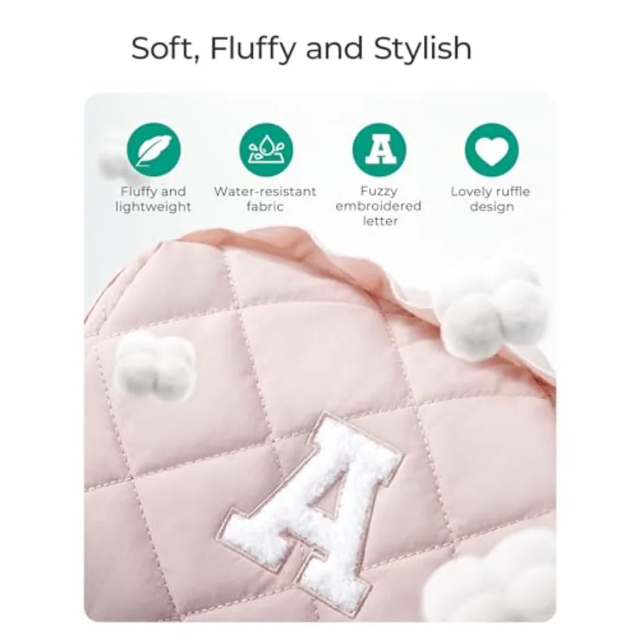 BAGSMART Kleine Make-up-Tasche für Reisen, personalisierte Initiale, Kosmetiktaschen für Frauen, rosa Make-up-Tasche, Make-up-Organizer, Puffy Po