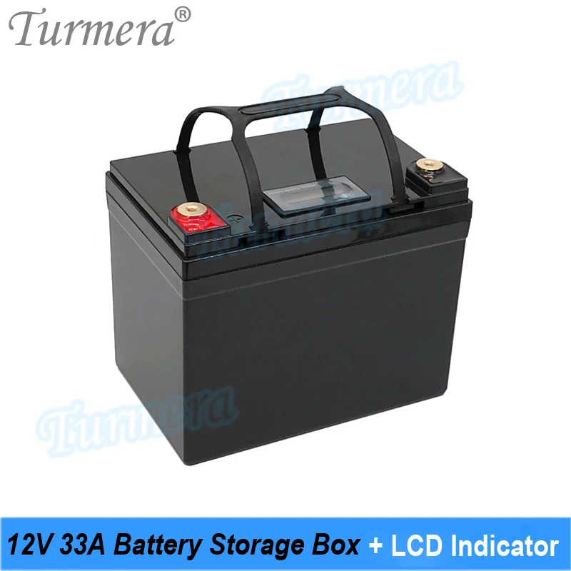 Turmera 12V 33A Battery Storage Box Handheld LCD Displayer for 18650 26650 21700 32700 Batteries Uninterrupted Power Supply  Use