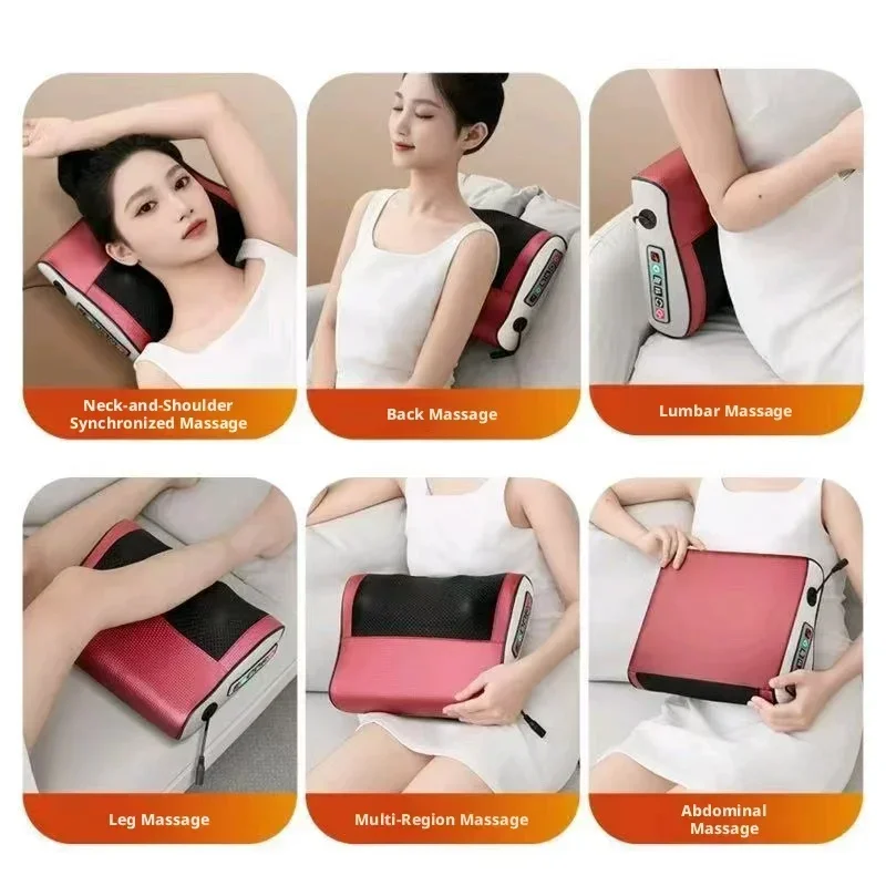 3-Point Support Neck Shoulder Massager Pillow with Heat, Electric Shiatsu Kneading Massage for Fatigue Relief, Home Office Use