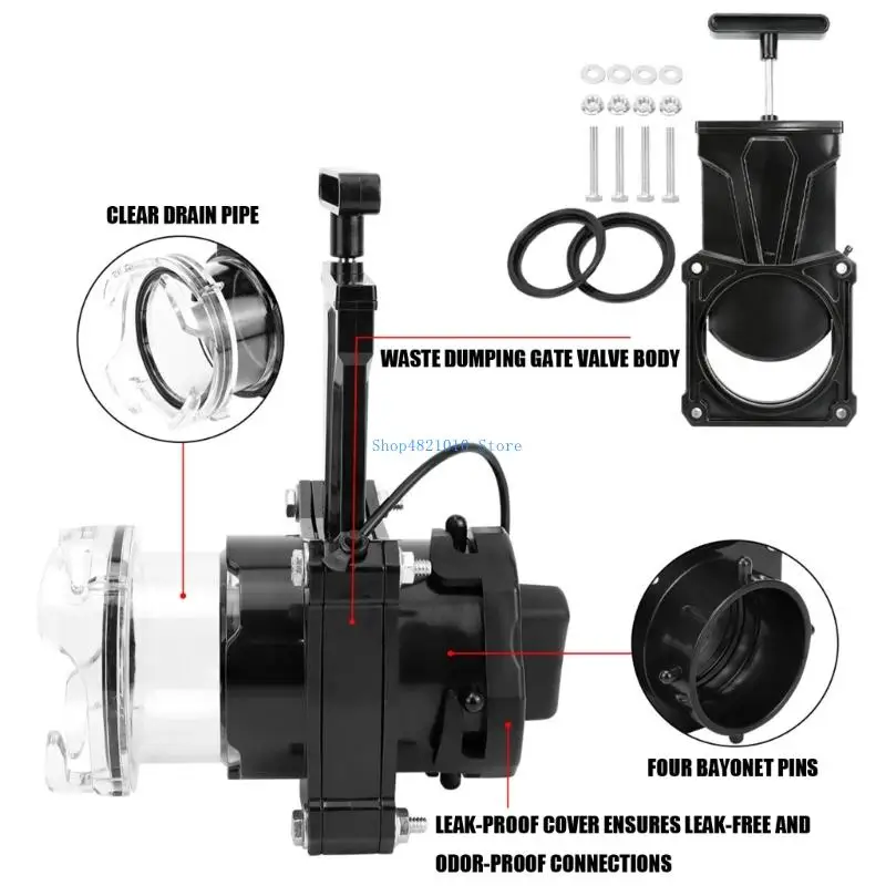 T3LF High Performances Motorhome Sewer Gate Valves ABS Construction Dump Valves Permanent Gate Upgrades Designed for All Weather