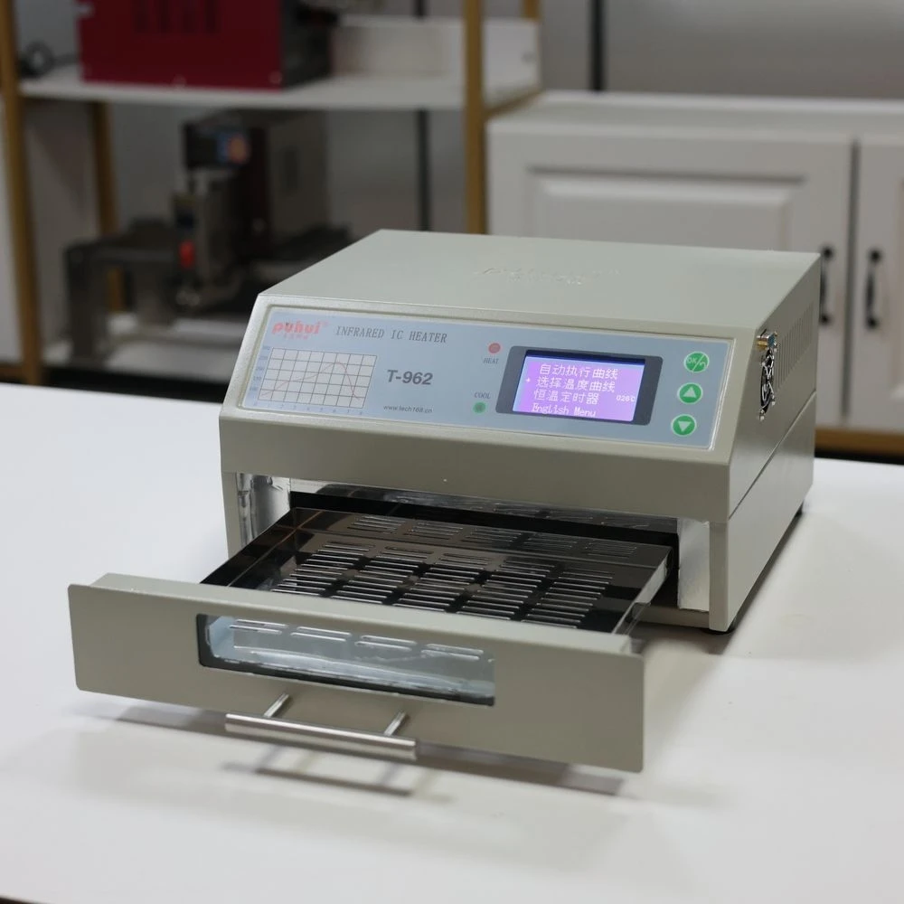 

PUHUI T-962 Soldering Station Infrared IC Heater Reflow Solder BGA SMD SMT Rework Station Machine Wave Oven with Smoke Channel