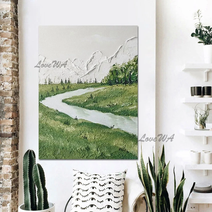 

Abstract Canvas Art 3d Beautiful Picture Scenery Thick Acrylic Stream Landscape Painting Frameless Kindergarten Wall Decoration