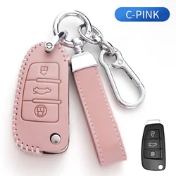 Oli Leather Car Key Case Cover Holder for Audi A1 A3 A6 A6L Q2 Q3 Q7 TTS R8 S6 RS3 Key Protection Shell Fob Car Accessories