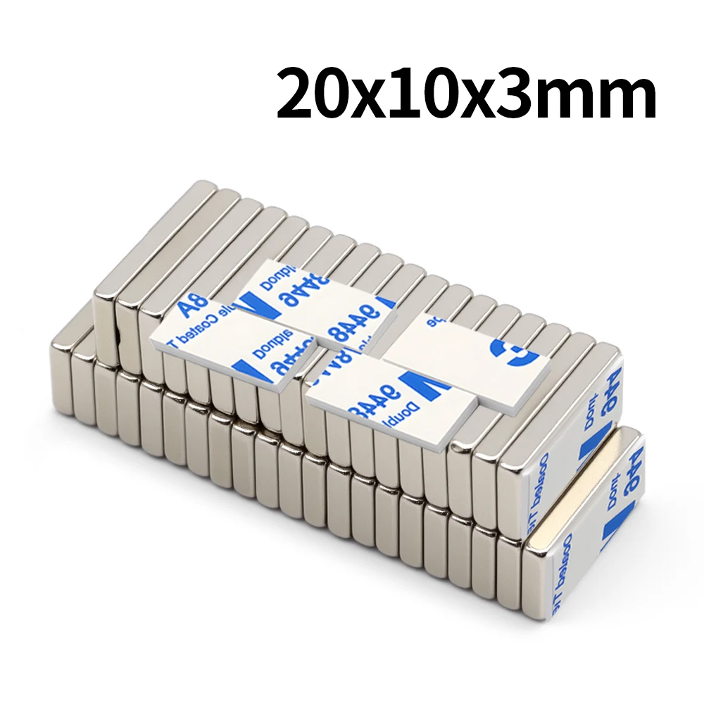 

20x10x3mm Super Powerful Magnet Neodymium With double-sided adhesive Magnet Block NdfeB N35 Strong Permanent Magnetic imanes
