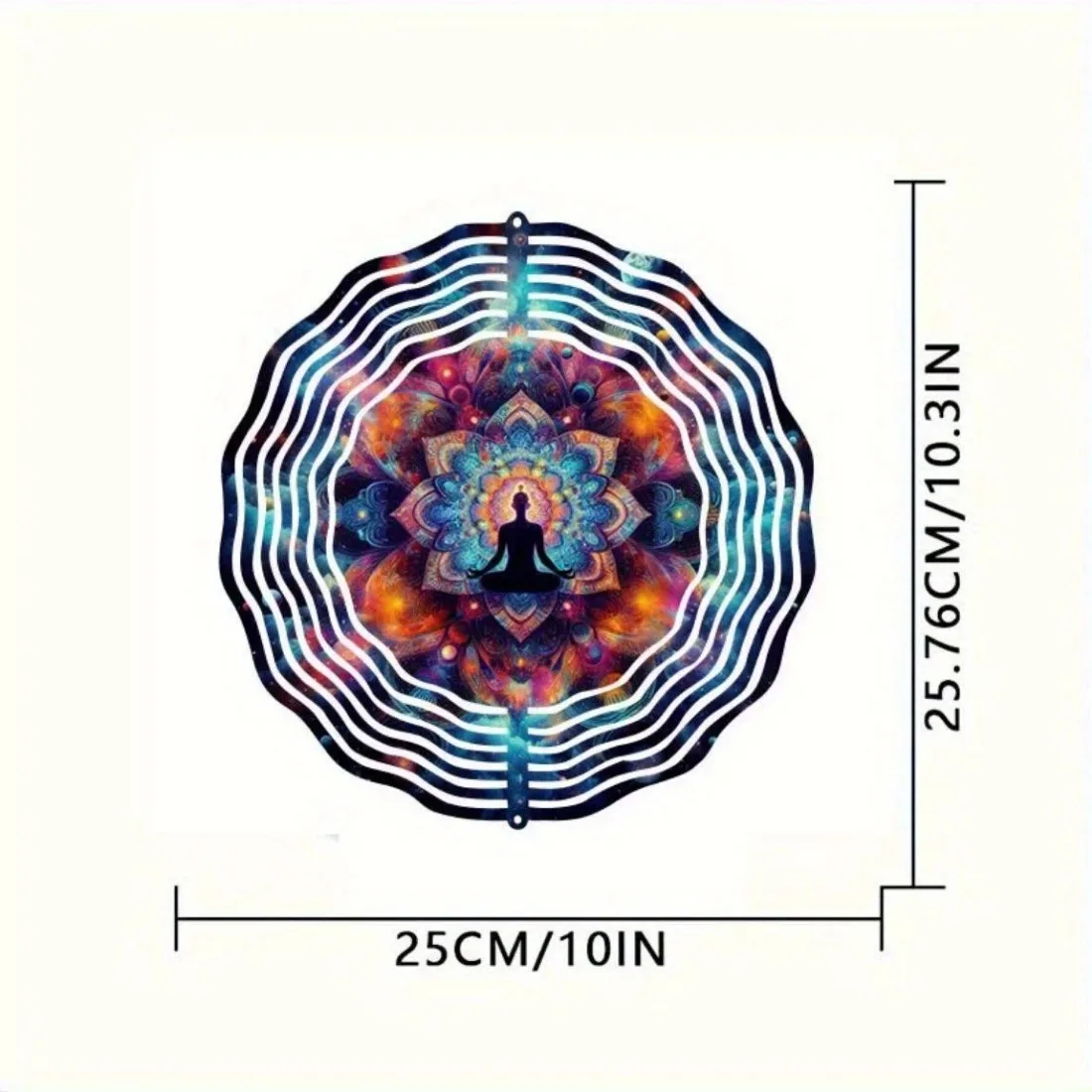 Vibrant Cosmic Meditation Mandala Wind Spinner - Metal Hanging Kinetic Art, Yoga & Meditation Space Decor