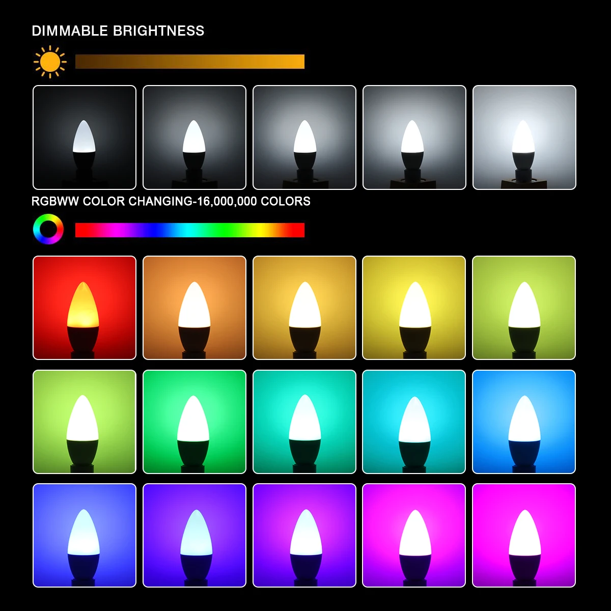 إضاءة ذكية قابلة للتخفيت للاستخدام المنزلي ، مصباح E14 ، لمبة واي فاي ، سيري للتحكم الصوتي ، العمل مع اليكسا ، صدى ، مساعد شمعة جوجل ، AC 85-V ، RGBCW #6