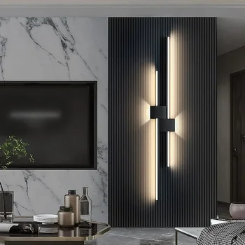 Wall Lamps LED Lights Simple Modern Sofa Living Room Decor TV Background Decoration Wood Grille Bedroom Bar Long Strip Wall Lamp 1