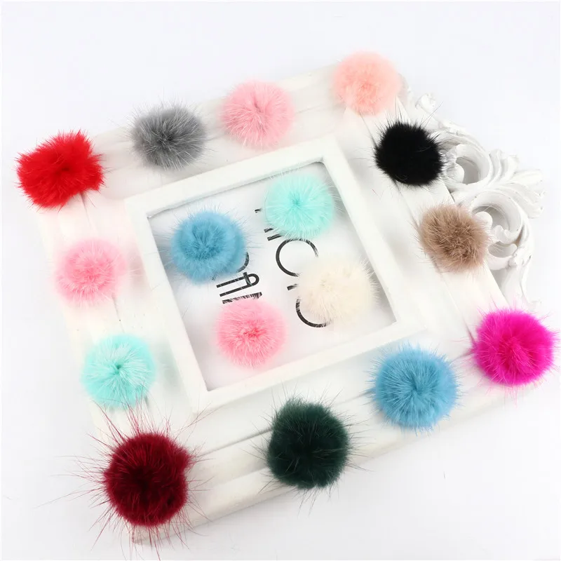 10 sztuk/partia 3cm Pompon futrzany prawdziwa norka futrzaste kulki 30mm Mini pompony DIY Pompon Decro dla kapelusze czapka szalik rękawiczki brelok hurtownie