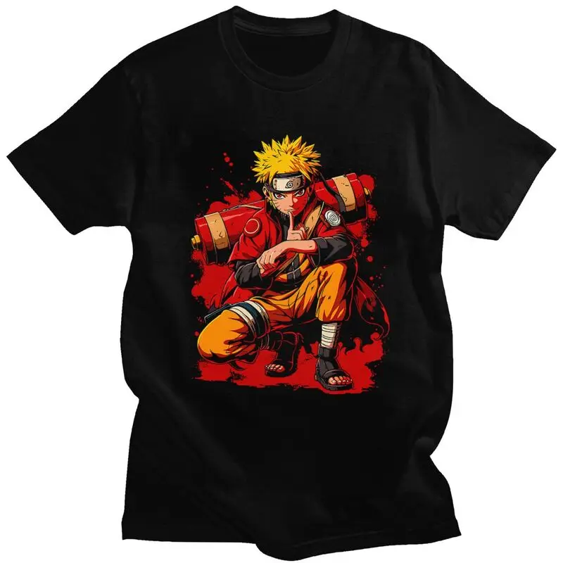 

Custom Men's Anime T Shirt Short Sleeve Cotton Tshirts Fashion T-shirt Casual Uzumaki Tee Loose Fit Apparel