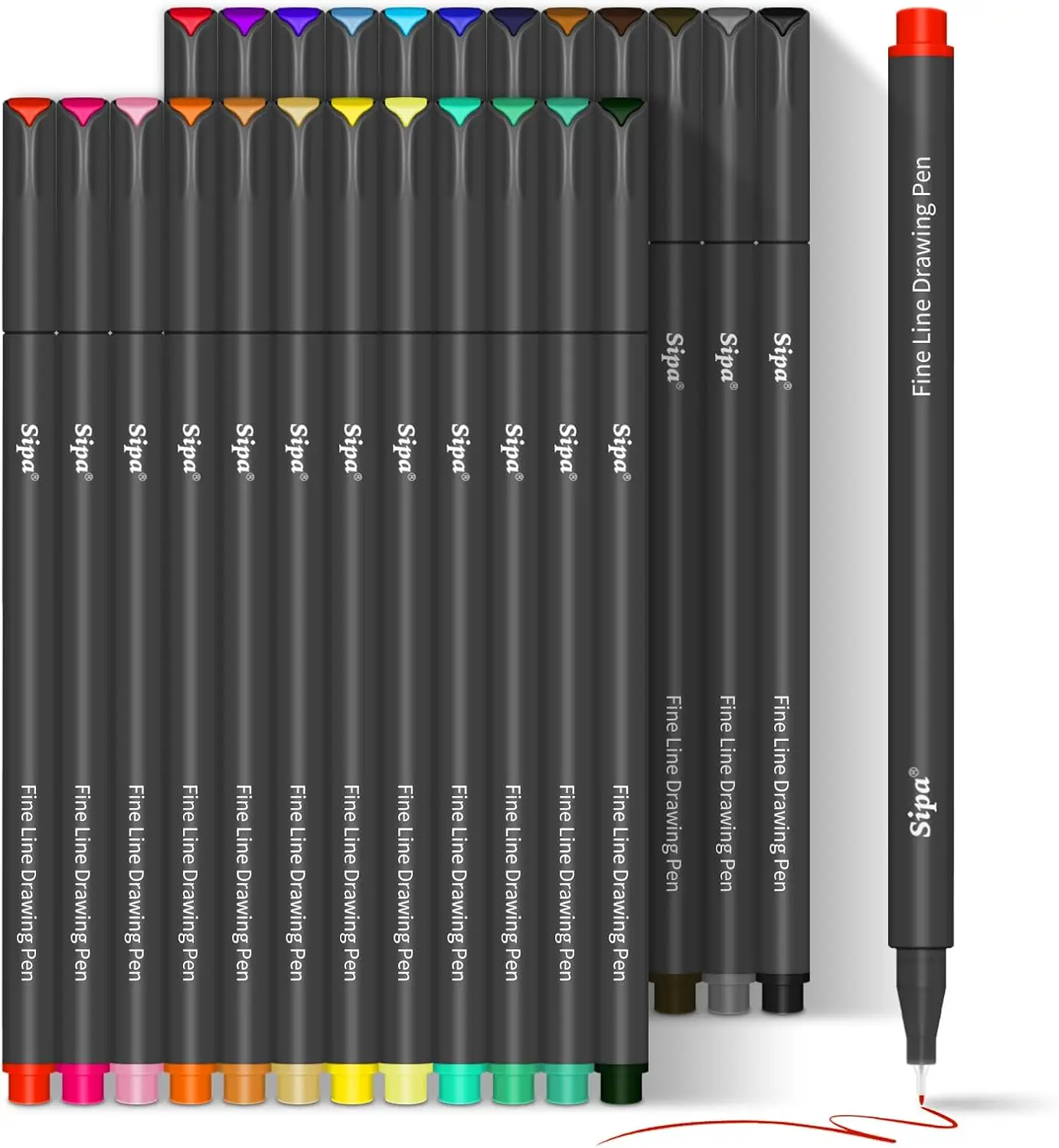 

24 Colored Fineliner Pens, 0.38mm Fine Point for Journaling, Drawing, Note Taking, Adult Coloring, School Supplies
