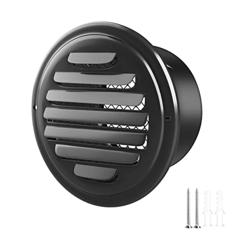 

4inch 304 Stainless Steel Air Vents Cover, piiyoosnn Louvered Grille Cover Vent Flat Ducting Air Vent Wall Inlet with Built-in