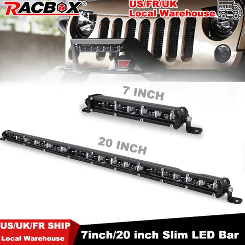7/20 inch Slim LED Bar Off Road LED Light Bar Work Light For Car 4x4 Truck ATV SUV Lada Barra Lightbar Driving Lamp 12V 24V 10 best sales barra led 12v car - №2
