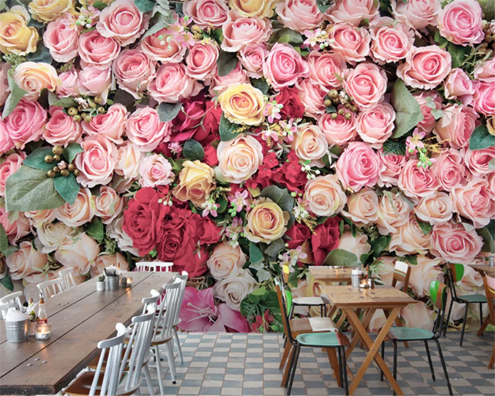 beibehang Custom Beauty Salon Modern New Rose Nail Clothing Store Live Room Background Wallpaper papel de parede papier peint