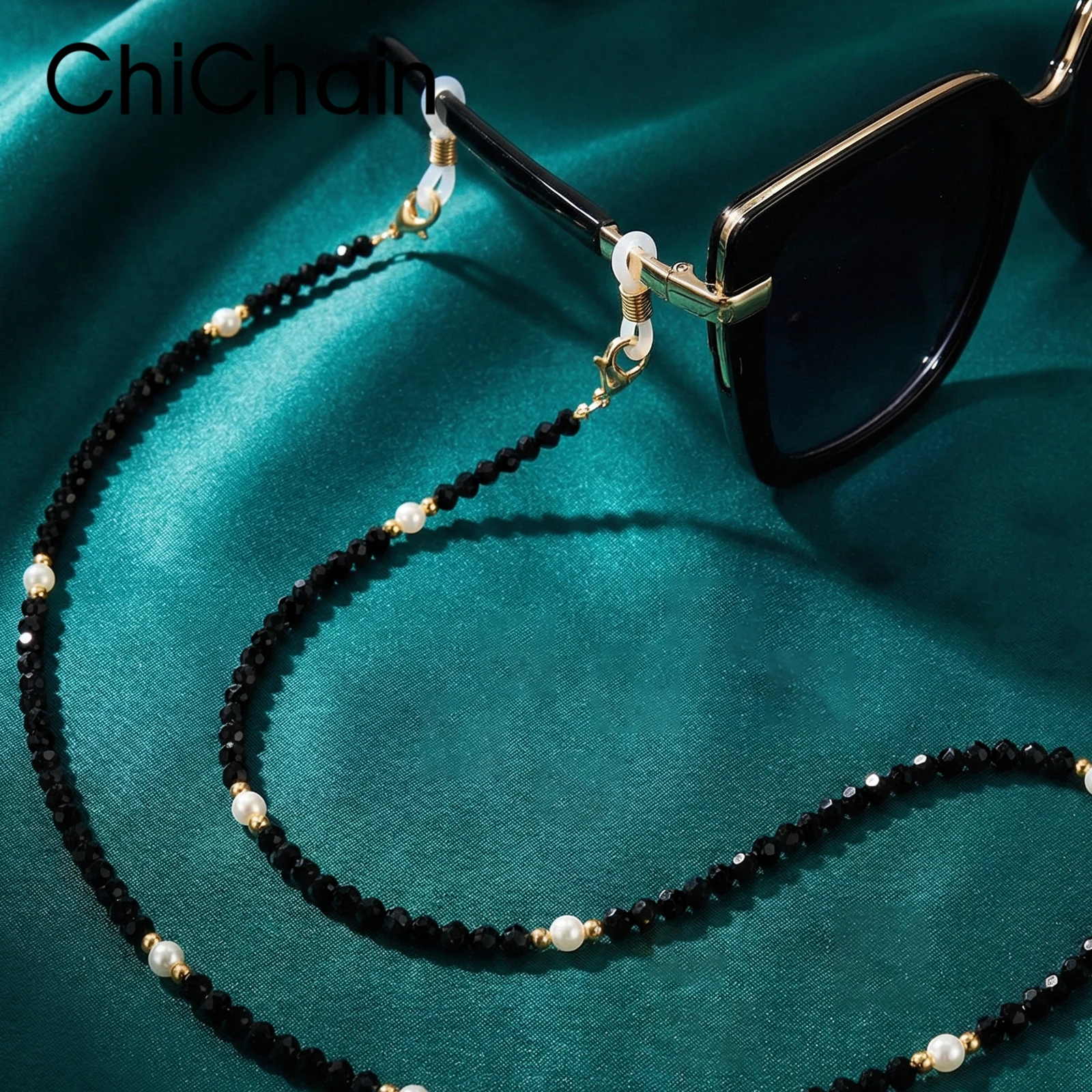 Teamer Crystal Beaded Glasses Chain for Women Fashion Lanyard Gold Color Metal Sunglassses Chains Strap Cord Hanging Neck Holder