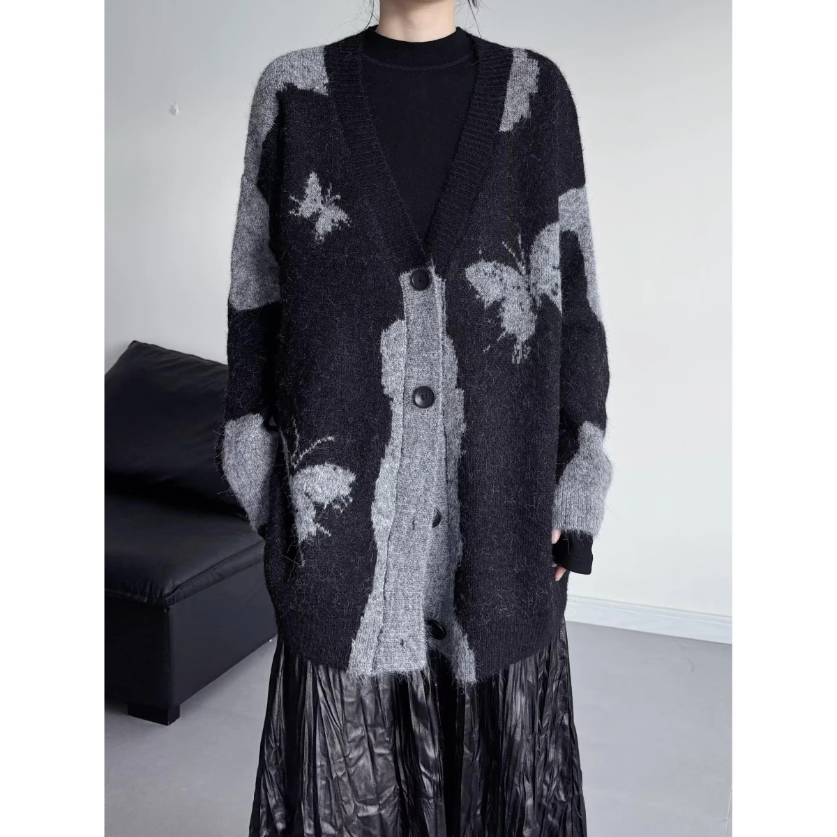 

Повседневный вязаный свитер в американском стиле ретро с v-образным вырезом, мужской цветной открытый кардиган, мягкий полиэстер, длинная зимняя верхняя одежда све