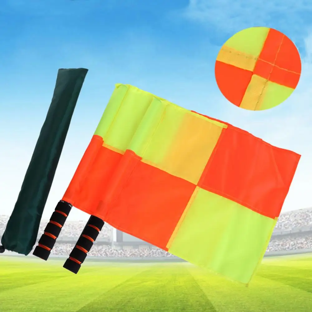 1 زوج كرة القدم خطي العلم مفيدة خفيفة الوزن الحكم خطي العلم قابل للغسل مباراة رياضية الحكم العلم لعبة كرة القدم