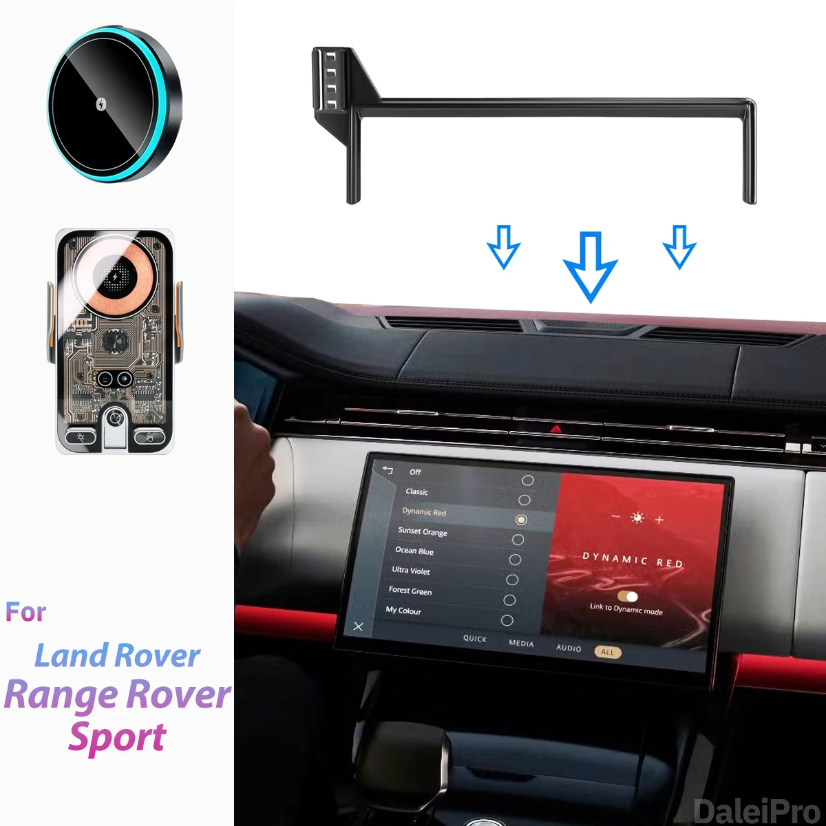 Für Land Rover Range Rover Sport 2023-2026 Auto-Handyhalterung Bildschirm-Fixierclip Kabelloses Ladegerät Maßgefertigte Handy-Bildschirmhalterung – Detail 1