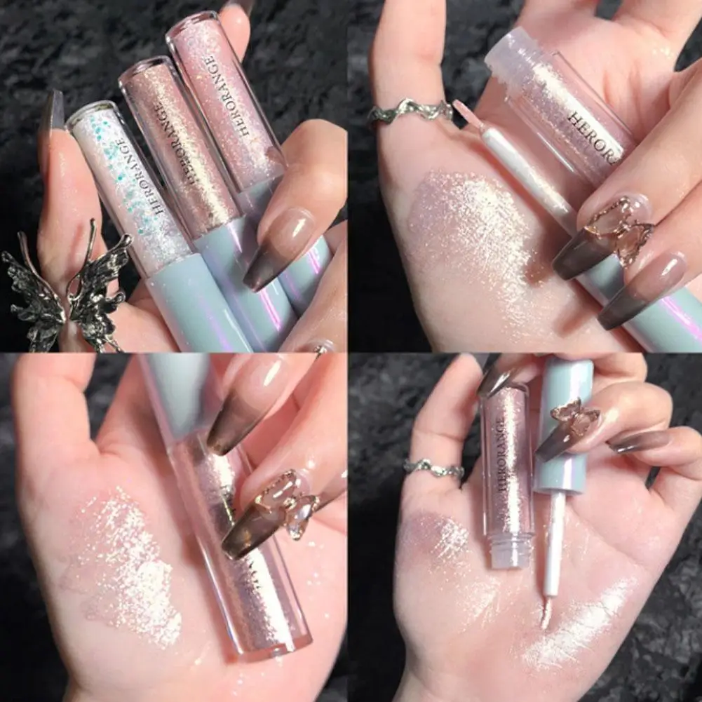 Paillettes surligneur liquide ombre à barrage Eyeliner, beauté ver à soie éclat maquillage et crayon pour les yeux, or étanche miroitant M3t6