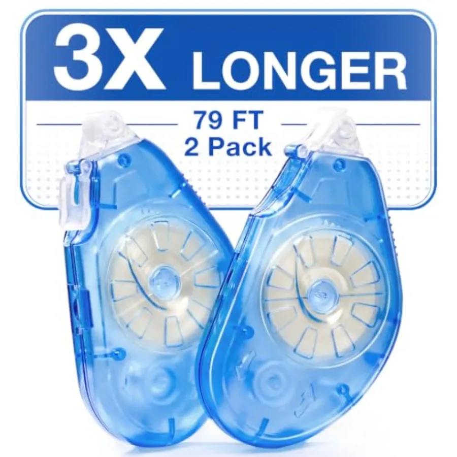 3X Length Scrapbook Tape, 79ft x 0.31in, 2 Pack Double Sided Tape Roller for Crafts, Adhesive Glue Runner for Scrapbooking, Gif