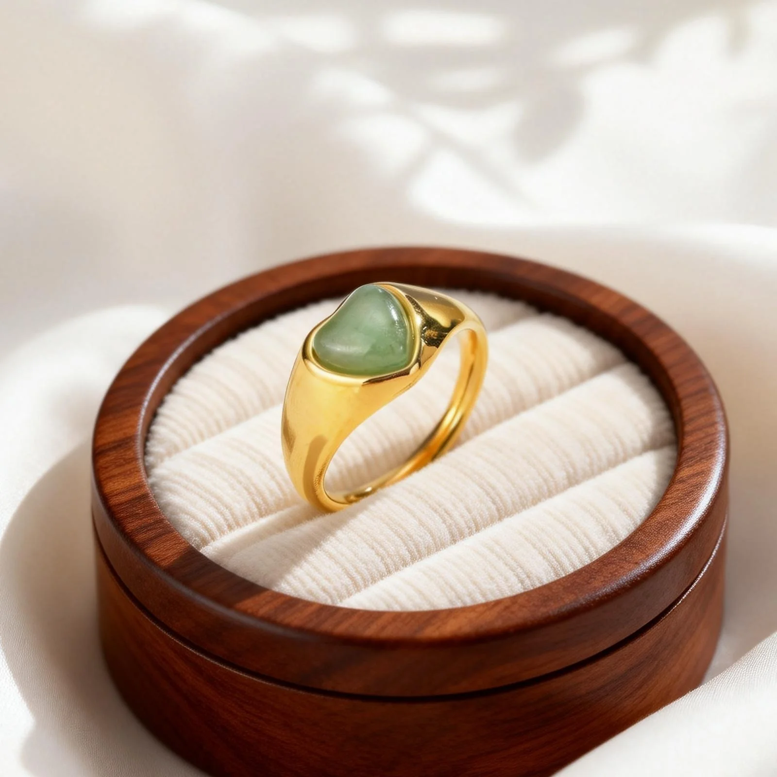 Bague en acier inoxydable avec aventurine naturelle pour femme, plaquée or 18 carats, en forme de cœur, bijoux de mode, cadeau