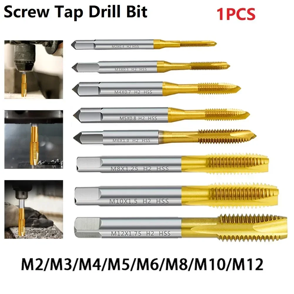 Broca de tornillo con revestimiento HSS de grado profesional, broca de rosca de flauta recta métrica M2M12, garantiza roscas impecables