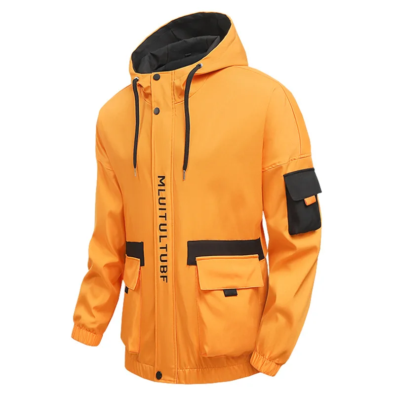 2026Jacket Men's Spring and Autumn Hooded Jacket Casual Sports Men's Windproof Waterproof Tooling Top Jacket